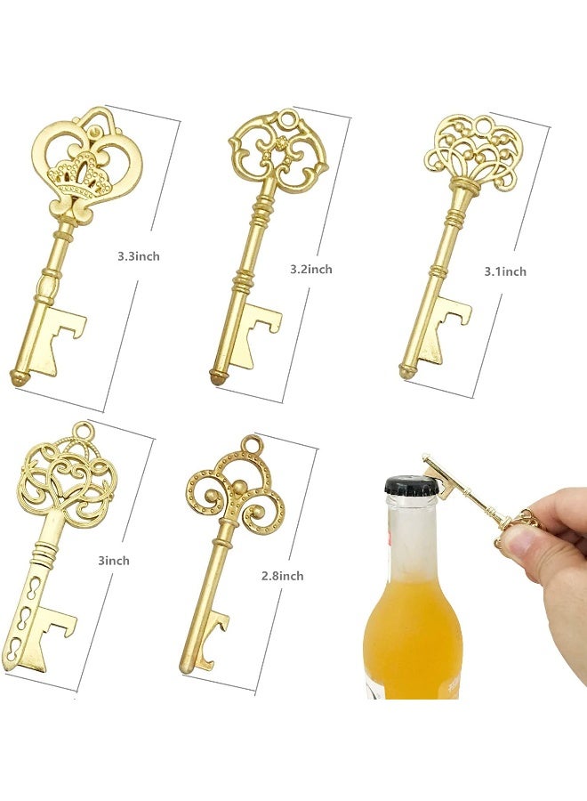 WODEGIFT 50 PCS Key Bottle Openers,Bridal Shower Favors,Rustic Wedding Favors,Gifts,Decorations or Souvenirs for guests Bulk ,Bridal Shower Party Favors with Card Tag and Chains (Gold) - Image 3